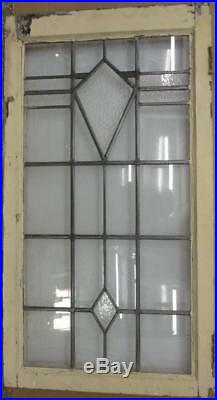 LARGE OLD ENGLISH LEADED STAINED GLASS WINDOW Cute Diamonds 20 x 36.75