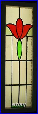 LARGE OLD ENGLISH LEADED STAINED GLASS WINDOW Cute Floral 12 x 36.25