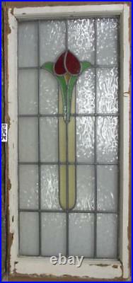 LARGE OLD ENGLISH LEADED STAINED GLASS WINDOW Cute Floral 20.25 x 44.5