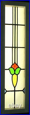 LARGE OLD ENGLISH LEADED STAINED GLASS WINDOW Cute Floral 9.75 x 36.5