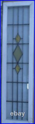 LARGE OLD ENGLISH LEADED STAINED GLASS WINDOW GEOMETRIC DIAMONDS 41 1/2 x 10 3/4