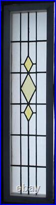 LARGE OLD ENGLISH LEADED STAINED GLASS WINDOW GEOMETRIC DIAMONDS 41 1/2 x 10 3/4