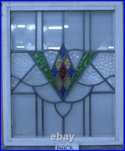 LARGE OLD ENGLISH LEADED STAINED GLASS WINDOW GEOMETRIC DIAMOND 21 1/2 x 25 3/4