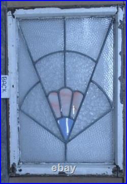 LARGE OLD ENGLISH LEADED STAINED GLASS WINDOW GEOMETRIC FAN 32 1/4 x 22