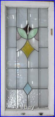 LARGE OLD ENGLISH LEADED STAINED GLASS WINDOW Geometric Floral 19.75 x 42.25