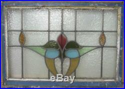 LARGE OLD ENGLISH LEADED STAINED GLASS WINDOW Gorgeous Abs. Floral 29.5 x 21