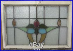 LARGE OLD ENGLISH LEADED STAINED GLASS WINDOW Gorgeous Abs. Floral 29.5 x 21