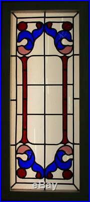 LARGE OLD ENGLISH LEADED STAINED GLASS WINDOW Gorgeous Border 17.25 x 39.25
