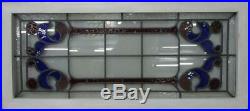 LARGE OLD ENGLISH LEADED STAINED GLASS WINDOW Gorgeous Border 17.25 x 39.25