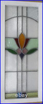 LARGE OLD ENGLISH LEADED STAINED GLASS WINDOW Gorgeous Floral 14 x 34.75