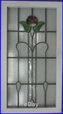 LARGE OLD ENGLISH LEADED STAINED GLASS WINDOW Gorgeous Floral 19.25 x 35.5