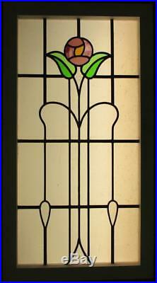 LARGE OLD ENGLISH LEADED STAINED GLASS WINDOW Gorgeous Floral 19.25 x 35.5