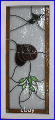 LARGE OLD ENGLISH LEADED STAINED GLASS WINDOW Gorgeous Floral 19 x 41