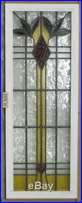 LARGE OLD ENGLISH LEADED STAINED GLASS WINDOW Heart Diamond & Floral 16 x 43