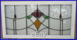 LARGE OLD ENGLISH LEADED STAINED GLASS WINDOW Nice Abstract Floral 39.75 x 20.75