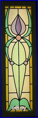 LARGE OLD ENGLISH LEADED STAINED GLASS WINDOW Nice Bordered Pastels 13 x 41.75