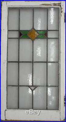 LARGE OLD ENGLISH LEADED STAINED GLASS WINDOW Nice Geometric 20.75 x 38.5