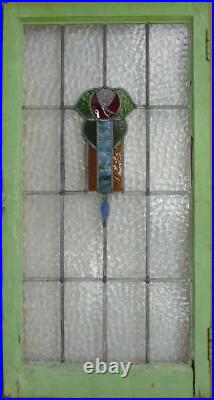 LARGE OLD ENGLISH LEADED STAINED GLASS WINDOW Nice Mackintosh Rose 20.5 x 39.5