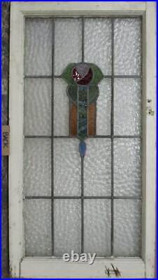 LARGE OLD ENGLISH LEADED STAINED GLASS WINDOW Nice Mackintosh Rose 20.5 x 39.5