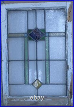 LARGE OLD ENGLISH LEADED STAINED GLASS WINDOW PRETTY GEOMETRIC 22 x 28 1/4