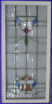 LARGE OLD ENGLISH LEADED STAINED GLASS WINDOW Pretty Abstract 20.25 x 42