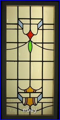 LARGE OLD ENGLISH LEADED STAINED GLASS WINDOW Pretty Abstract 20.25 x 42