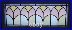LARGE OLD ENGLISH LEADED STAINED GLASS WINDOW Pretty Abstract 35.5 x 14.5