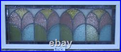 LARGE OLD ENGLISH LEADED STAINED GLASS WINDOW Pretty Abstract 35.5 x 14.5