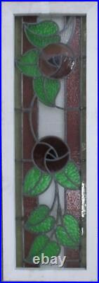 LARGE OLD ENGLISH LEADED STAINED GLASS WINDOW Pretty Floral 12.25 x 35.25