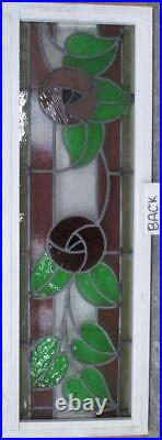 LARGE OLD ENGLISH LEADED STAINED GLASS WINDOW Pretty Floral 12.25 x 35.25