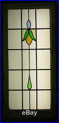LARGE OLD ENGLISH LEADED STAINED GLASS WINDOW Pretty Floral 20.5 x 44.5
