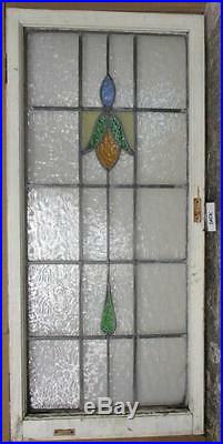LARGE OLD ENGLISH LEADED STAINED GLASS WINDOW Pretty Floral 20.5 x 44.5