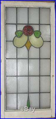 LARGE OLD ENGLISH LEADED STAINED GLASS WINDOW Pretty Floral 20.75 x 43.5