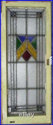 LARGE OLD ENGLISH LEADED STAINED GLASS WINDOW Pretty Geometic 18 x 44.75