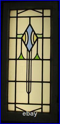 LARGE OLD ENGLISH LEADED STAINED GLASS WINDOW Pretty Geometric 17.25 x 36.5