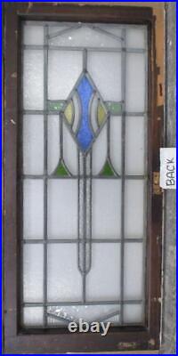 LARGE OLD ENGLISH LEADED STAINED GLASS WINDOW Pretty Geometric 17.25 x 36.5