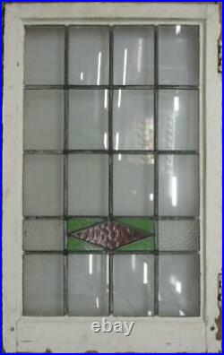LARGE OLD ENGLISH LEADED STAINED GLASS WINDOW Pretty Geometric Band 20.5 x 33