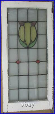 LARGE OLD ENGLISH LEADED STAINED GLASS WINDOW Pretty, Simple Abstract 19.5 x 41