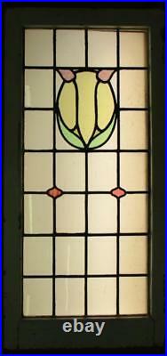 LARGE OLD ENGLISH LEADED STAINED GLASS WINDOW Pretty, Simple Abstract 19.5 x 41
