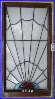 LARGE OLD ENGLISH LEADED STAINED GLASS WINDOW Pretty Sunburst 20.25 x 37.5