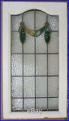 LARGE OLD ENGLISH LEADED STAINED GLASS WINDOW Pretty Swag 33.25 x 18.5