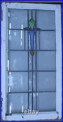 LARGE OLD ENGLISH LEADED STAINED GLASS WINDOW SIMPLE ABSTRACT 20 x 38 1/2