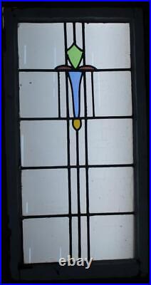 LARGE OLD ENGLISH LEADED STAINED GLASS WINDOW SIMPLE ABSTRACT 20 x 38 1/2