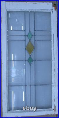LARGE OLD ENGLISH LEADED STAINED GLASS WINDOW SIMPLE DIAMONDS 37 1/4 x 18 3/4