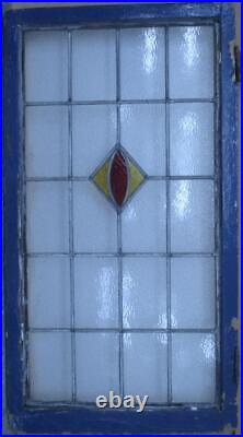 LARGE OLD ENGLISH LEADED STAINED GLASS WINDOW SIMPLE DIAMOND 38 x 21 1/2