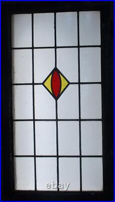 LARGE OLD ENGLISH LEADED STAINED GLASS WINDOW SIMPLE DIAMOND 38 x 21 1/2