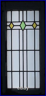 LARGE OLD ENGLISH LEADED STAINED GLASS WINDOW SIMPLE GEOMETRIC 14 1/4 x 32