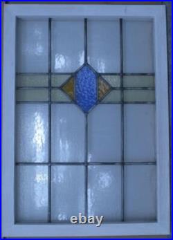 LARGE OLD ENGLISH LEADED STAINED GLASS WINDOW SIMPLE GEOMETRIC 20 1/2 x 28 3/4