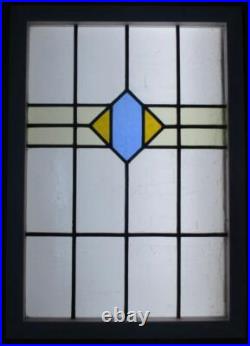LARGE OLD ENGLISH LEADED STAINED GLASS WINDOW SIMPLE GEOMETRIC 20 1/2 x 28 3/4