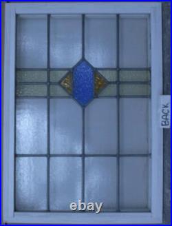 LARGE OLD ENGLISH LEADED STAINED GLASS WINDOW SIMPLE GEOMETRIC 20 1/2 x 28 3/4